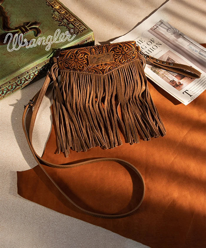 Wrangler Vintage Floral Western Fringe Crossbody Bag