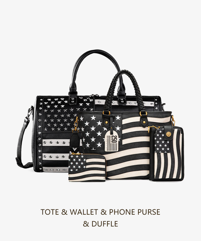 Montana West Vintage American Flag Tote Bag