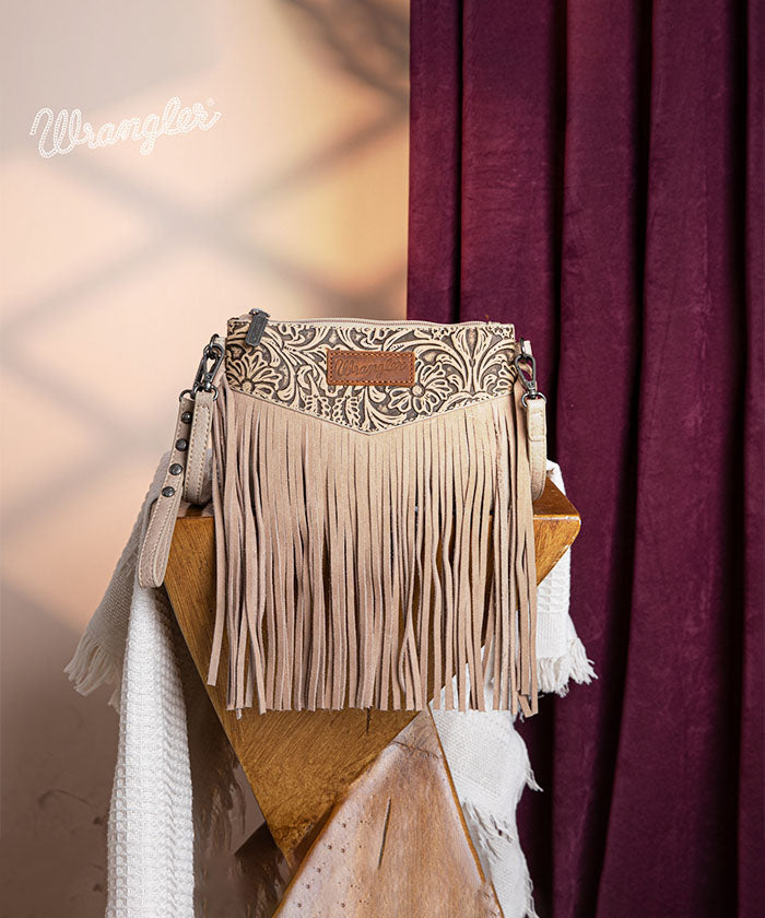 Wrangler Vintage Floral Western Fringe Crossbody Bag