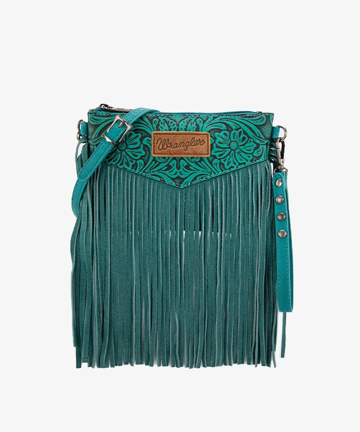 Wrangler Vintage Floral Western Fringe Crossbody Bag