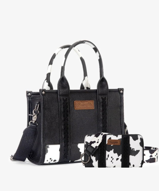 Wrangler Cow Print Crossbody Tote Bag
