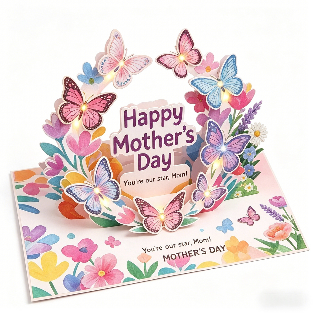 Handcrafted 3D Pop-Up Mother's Day Card - Exquisite Floral Butterfly Art