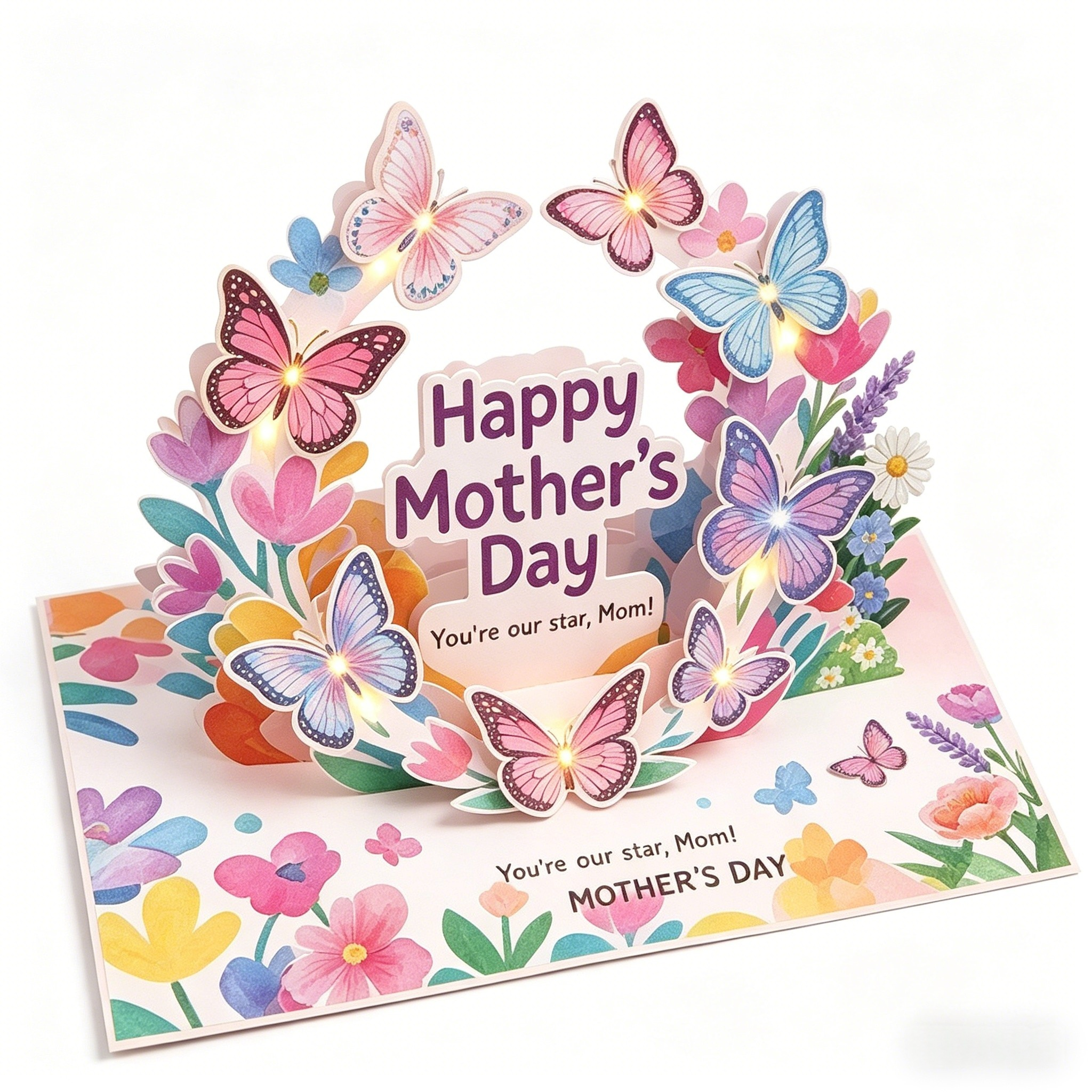 Handcrafted 3D Pop-Up Mother's Day Card - Exquisite Floral Butterfly Art