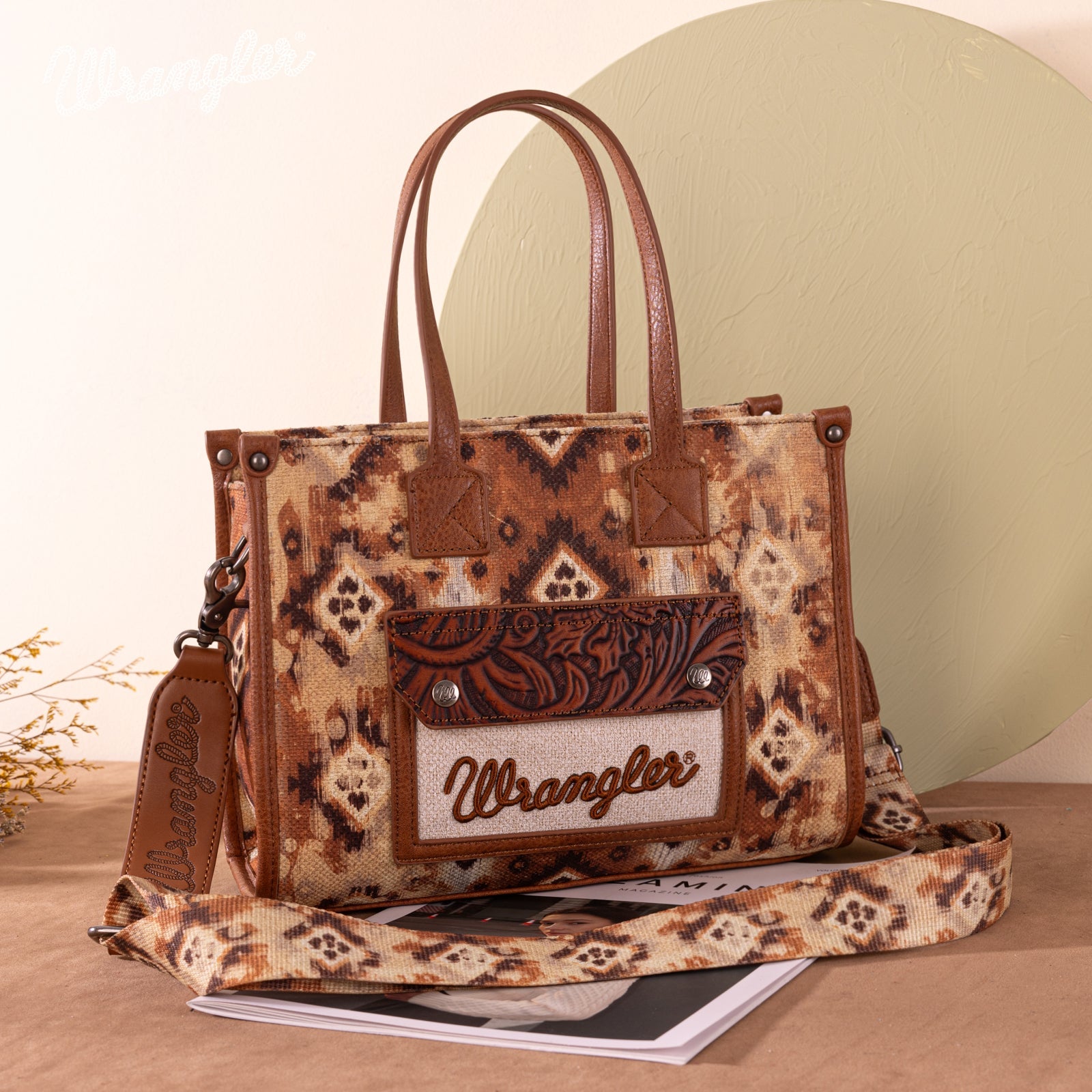 Wrangler Aztec Concealed Carry Canvas Tote Bag Collection