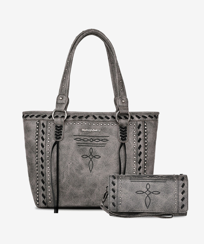 Montana West Cross Stitch Concealed Carry Tote Bag Set