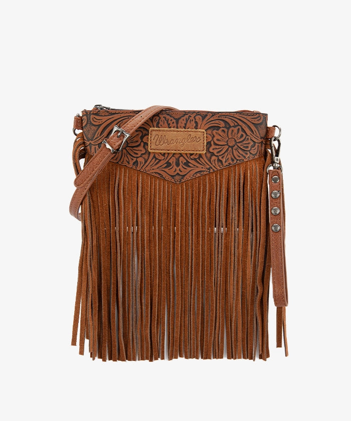 Wrangler Vintage Floral Western Fringe Crossbody Bag
