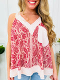 Let It Be Lovely Tank Top In Red Multi