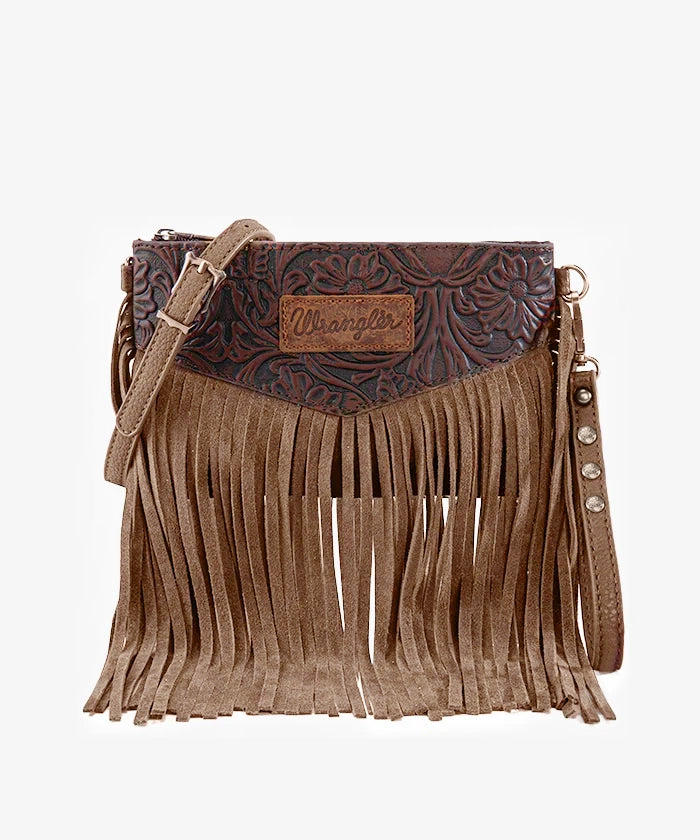 Wrangler Vintage Floral Western Fringe Crossbody Bag
