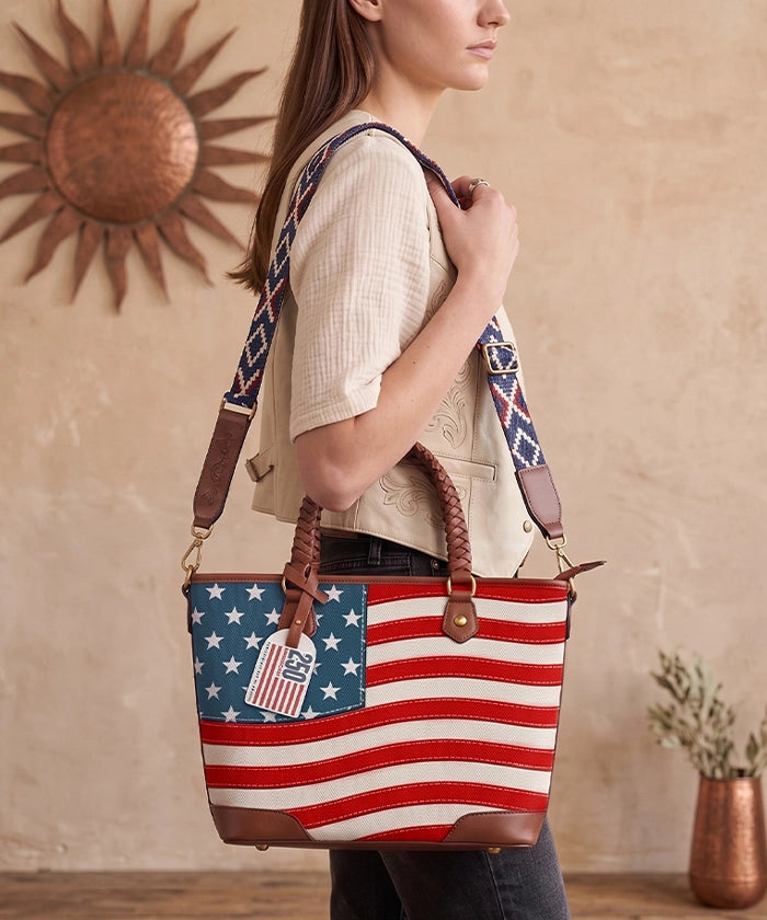 Montana West Vintage American Flag Tote Bag