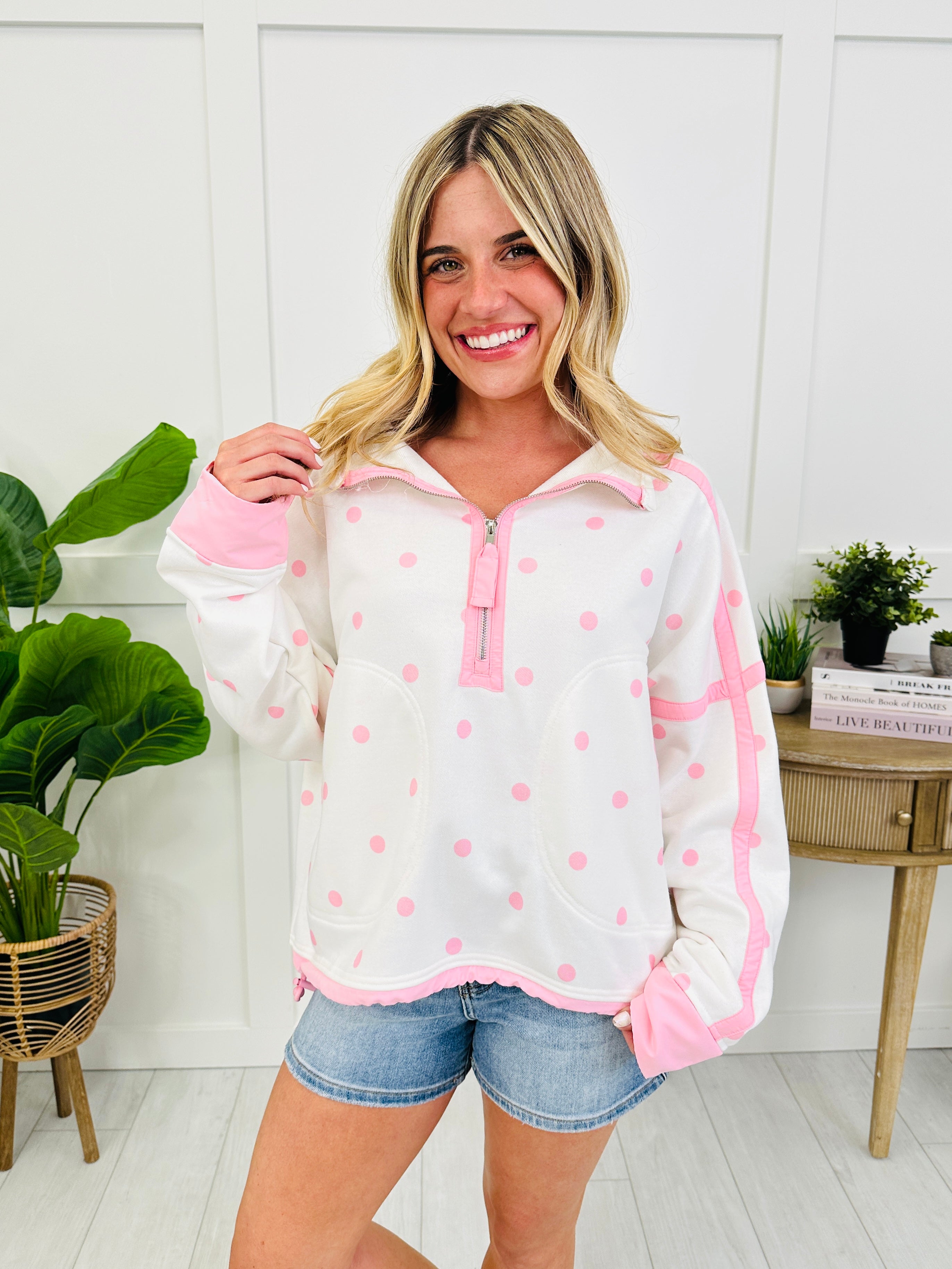 Polka Party Pullover In Pink