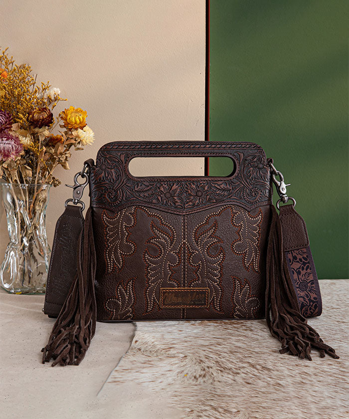 Wrangler Tooled Fringe Crossbody Bag
