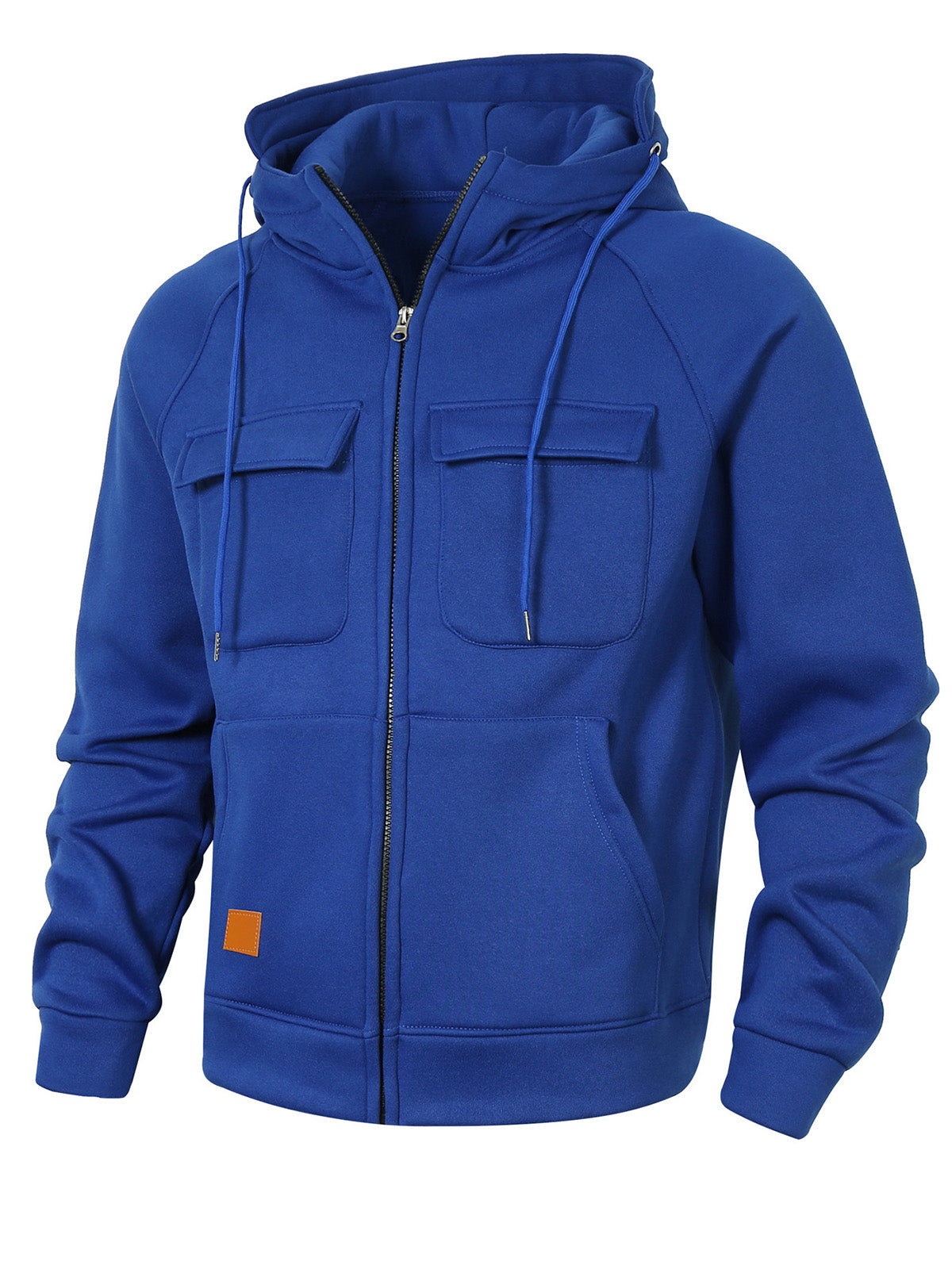 Men's Casual Solid Color Multi-pocket Hooded Cardigan Zipper Jacket