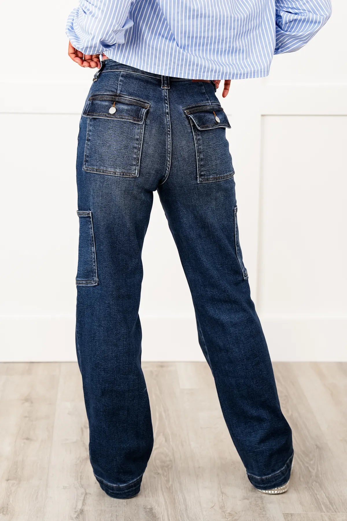 JUDY Tummy Control High Rise Cargo Wide Leg Jeans (Buy 2 Free Shipping)