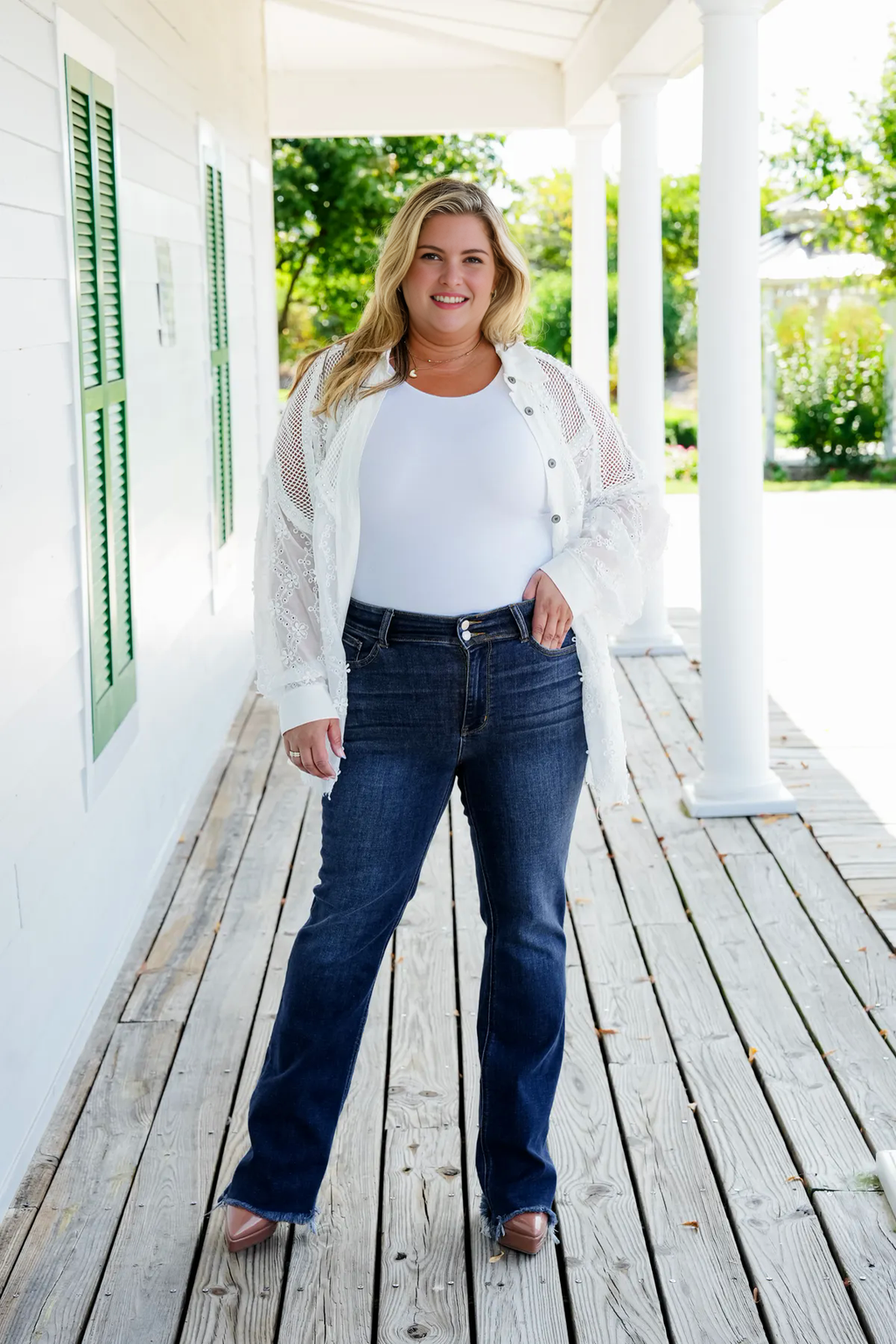 JUDY Vintage Double Button Frayed Hem Bootcut Jeans (Buy 2 Free Shipping)