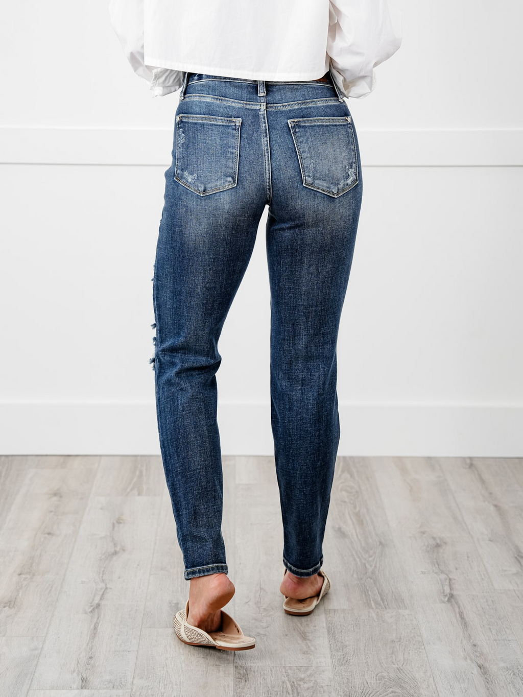 JUDY Tummy Control Distressed Cuffed Boyfriend Jeans (Buy 2 Free Shipping)