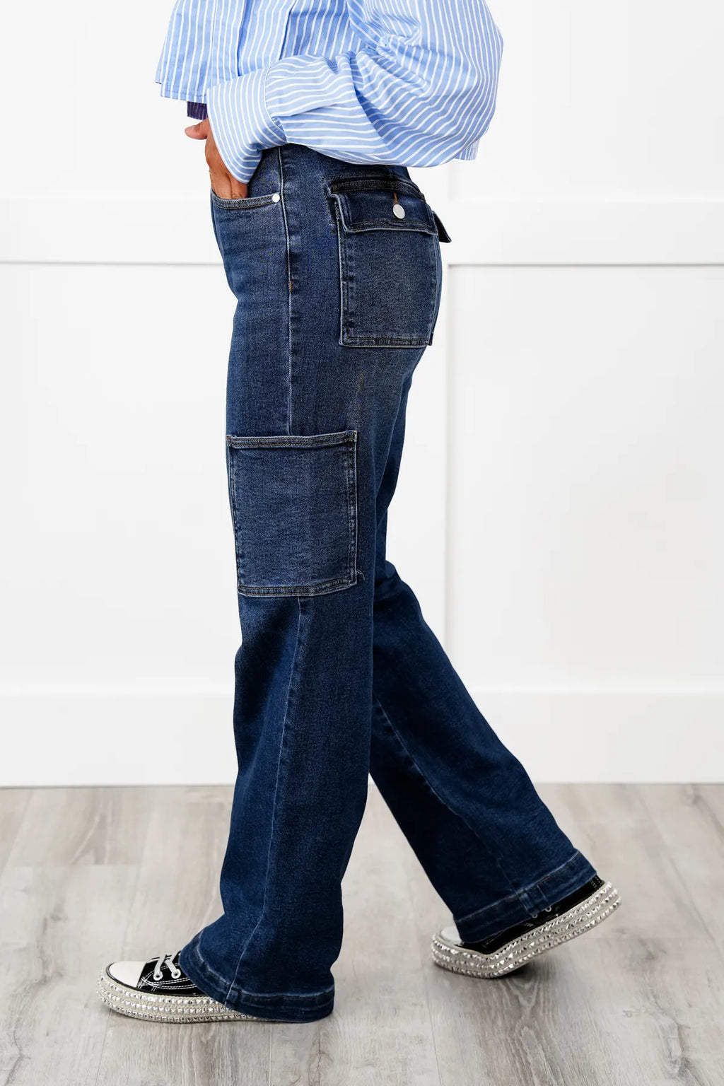 JUDY Tummy Control High Rise Cargo Wide Leg Jeans (Buy 2 Free Shipping)