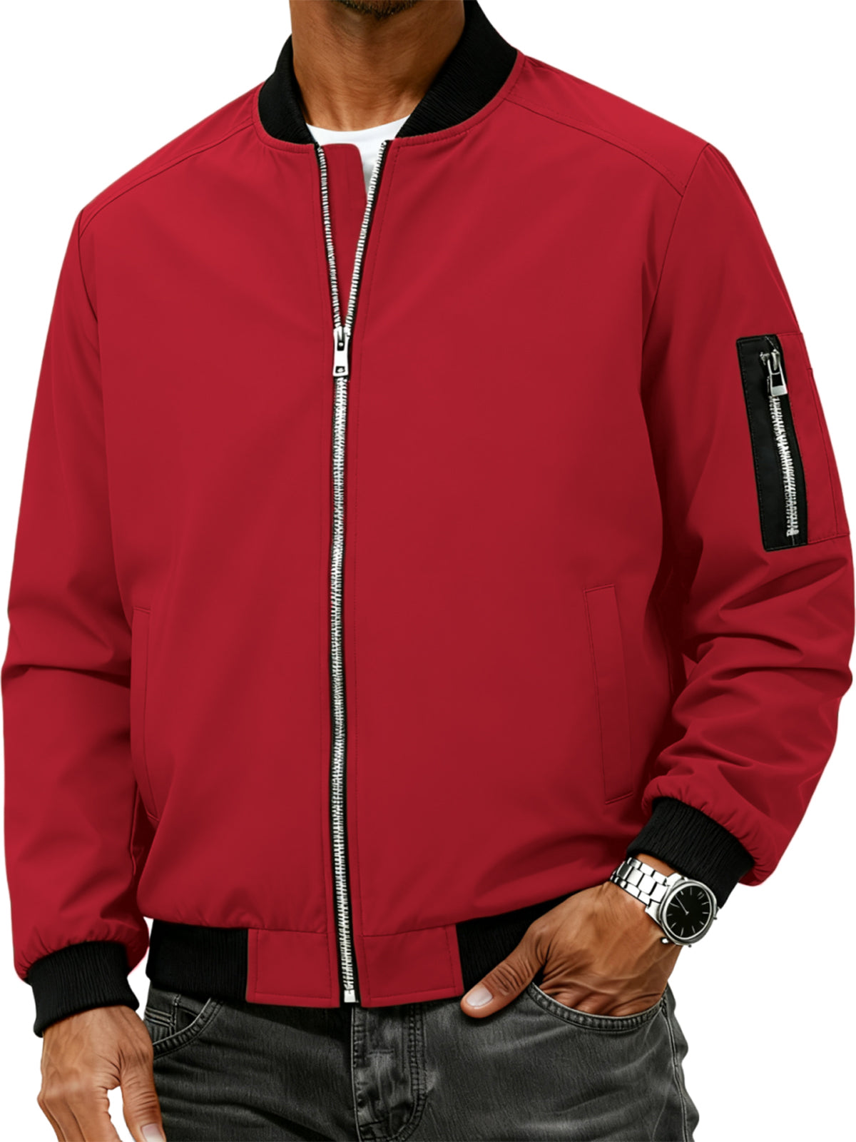 Men's Stand-up Collar Cardigan Zip-up Fashion Jacket