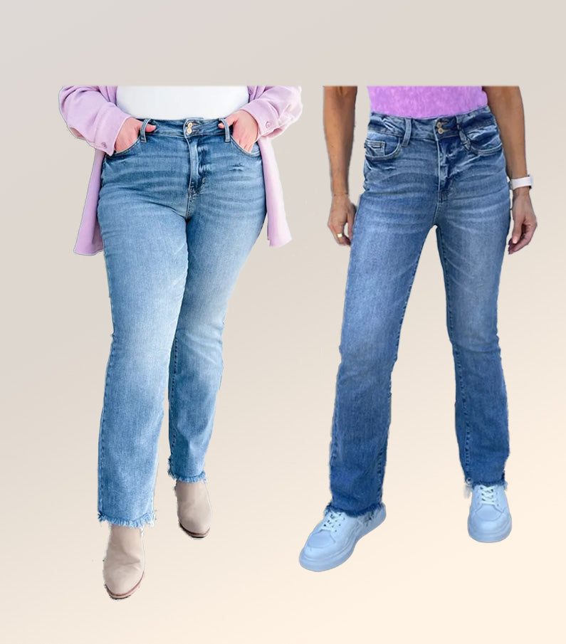 JUDY Vintage Double Button Frayed Hem Bootcut Jeans (Buy 2 Free Shipping)