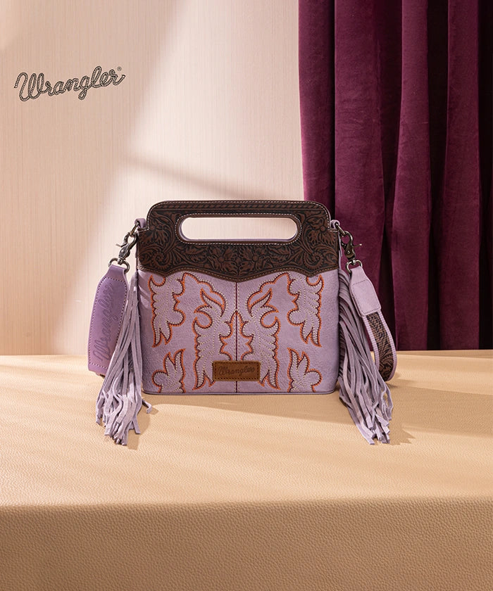 Wrangler Tooled Fringe Crossbody Bag