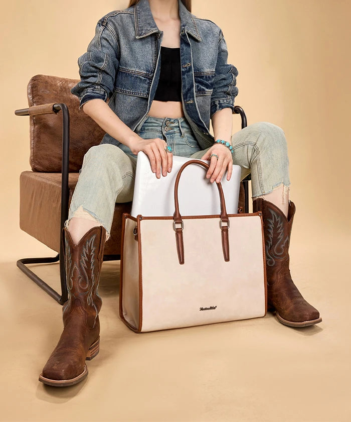 Montana West Vintage Classic Laptop Tote Bag