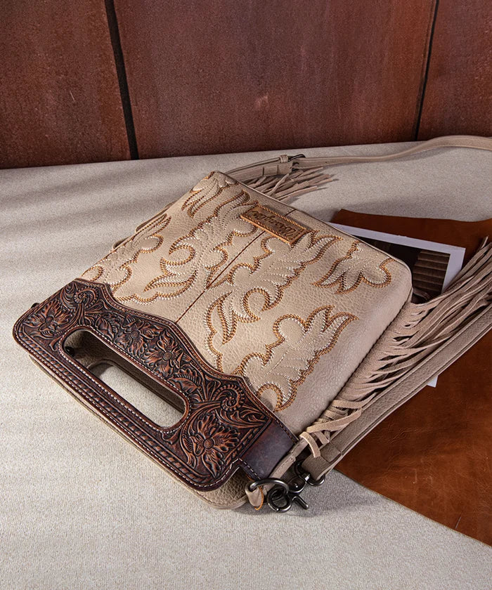 Wrangler Tooled Fringe Crossbody Bag