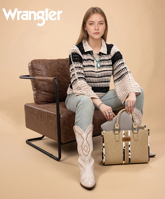 Wrangler Print Whipstitch Concealed Carry Tote Bag