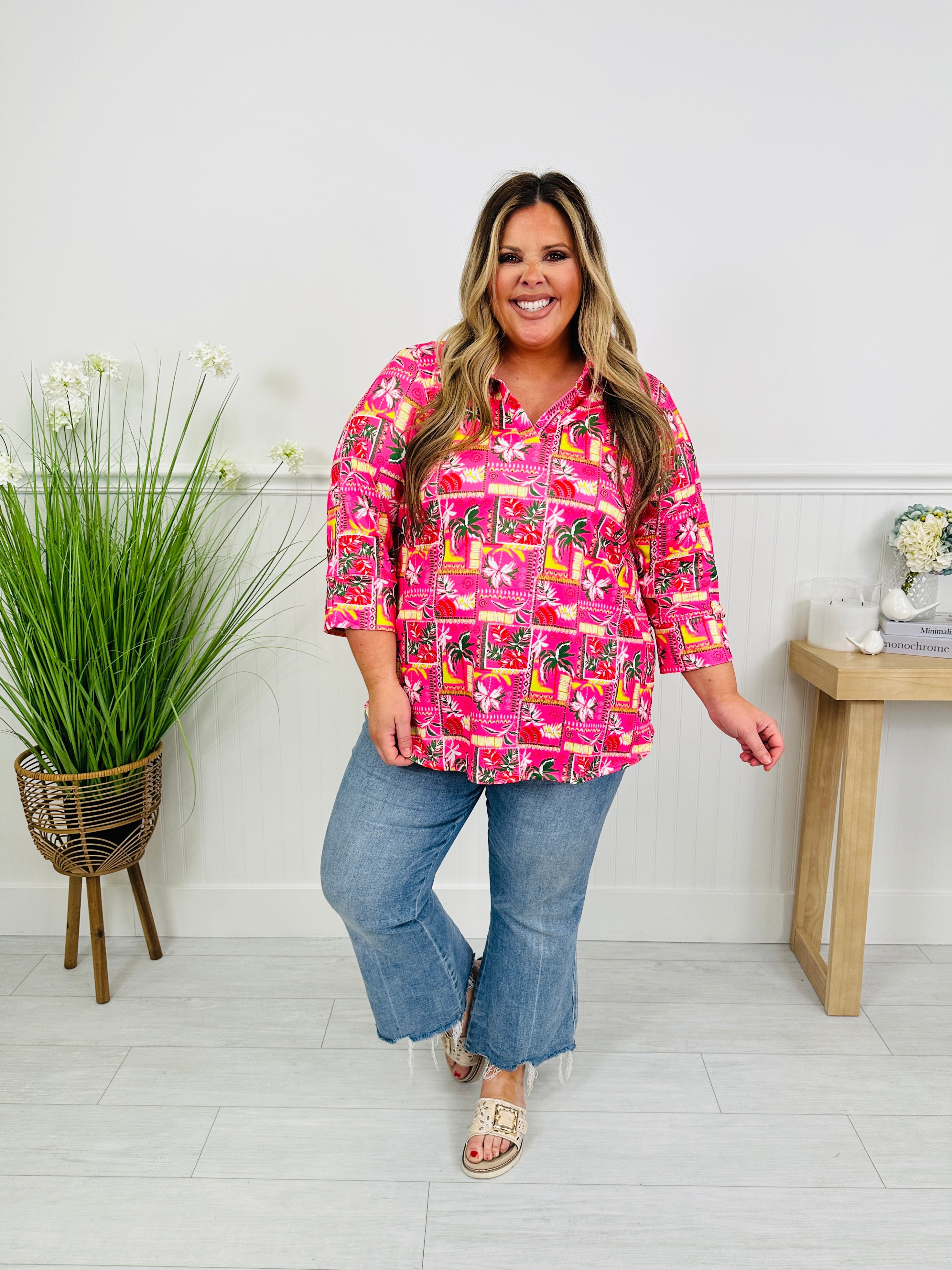 Bloom in Spring Top in Palm Print
