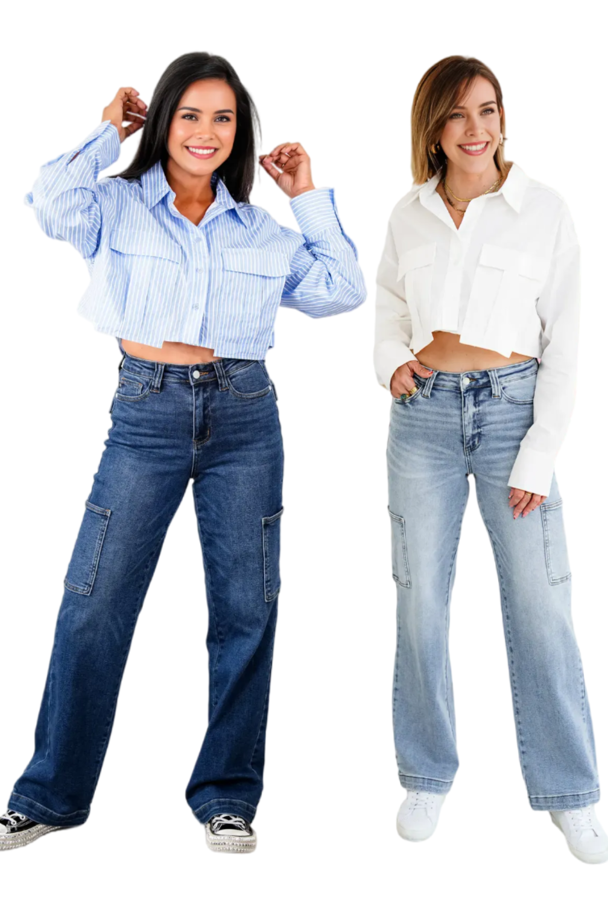 JUDY Tummy Control High Rise Cargo Wide Leg Jeans (Buy 2 Free Shipping)
