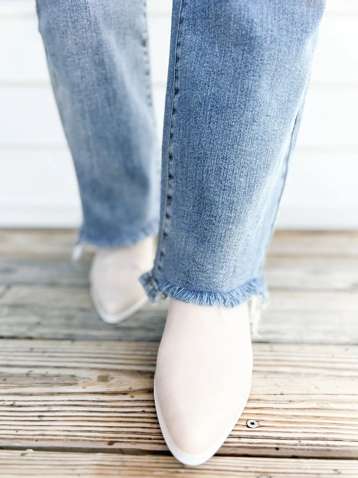 JUDY Vintage Double Button Frayed Hem Bootcut Jeans (Buy 2 Free Shipping)