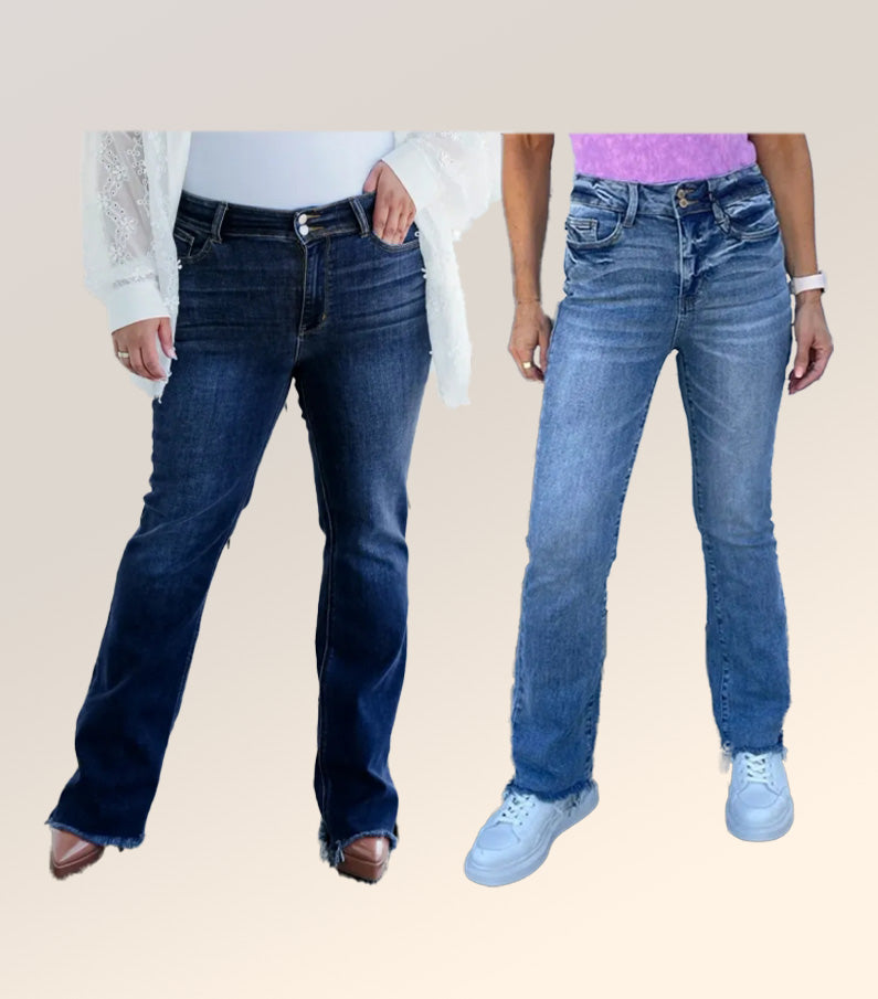 JUDY Vintage Double Button Frayed Hem Bootcut Jeans (Buy 2 Free Shipping)