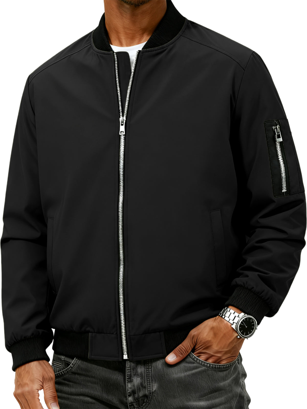 Men's Stand-up Collar Cardigan Zip-up Fashion Jacket
