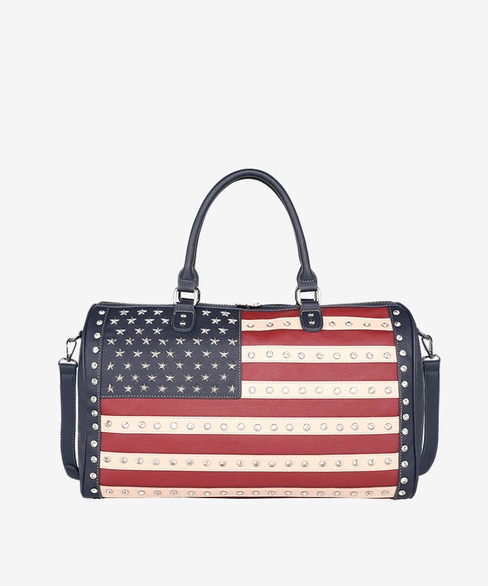 Montana West Studded American Flag Duffle Bag