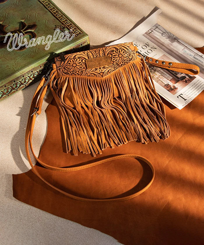 Wrangler Vintage Floral Western Fringe Crossbody Bag