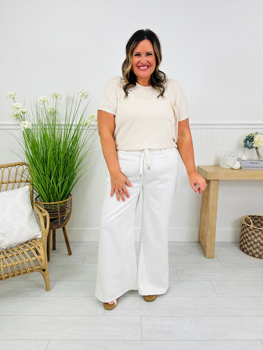 Judy Blue White As a Feather Palazzo Jeans