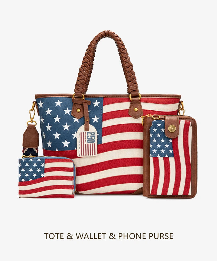 Montana West Vintage American Flag Tote Bag