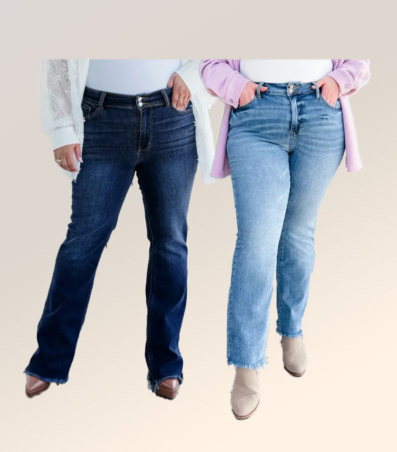 JUDY Vintage Double Button Frayed Hem Bootcut Jeans (Buy 2 Free Shipping)