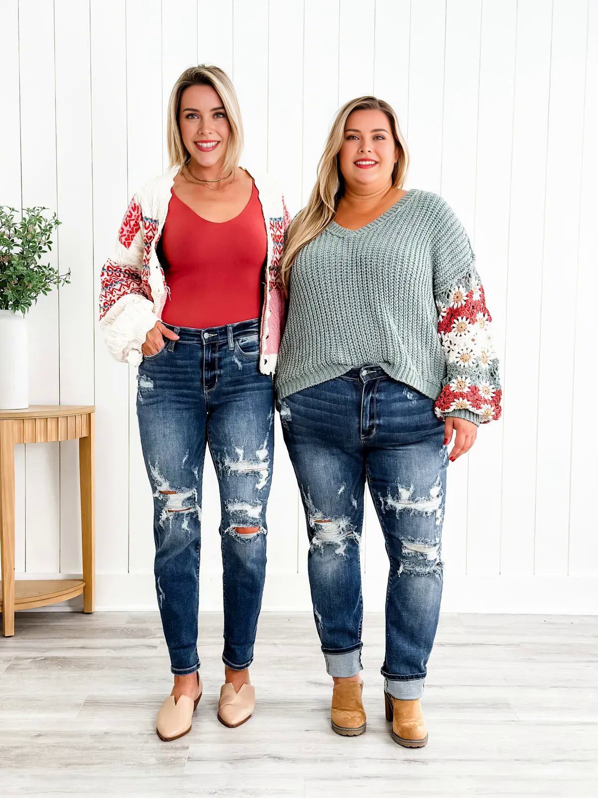 JUDY Tummy Control Distressed Cuffed Boyfriend Jeans (Buy 2 Free Shipping)