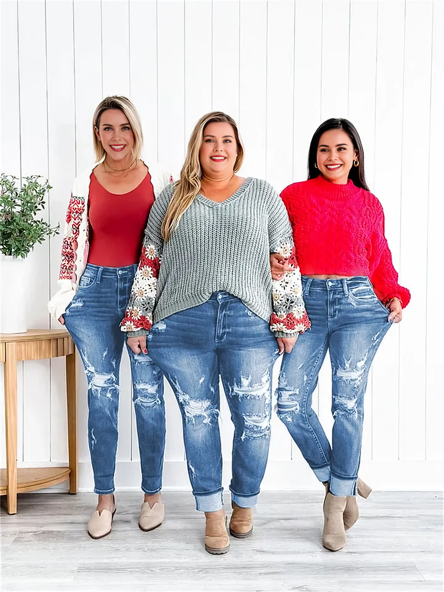 JUDY Tummy Control Distressed Cuffed Boyfriend Jeans (Buy 2 Free Shipping)