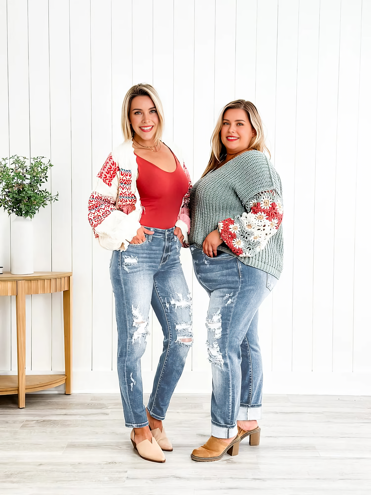 JUDY Tummy Control Distressed Cuffed Boyfriend Jeans (Buy 2 Free Shipping)