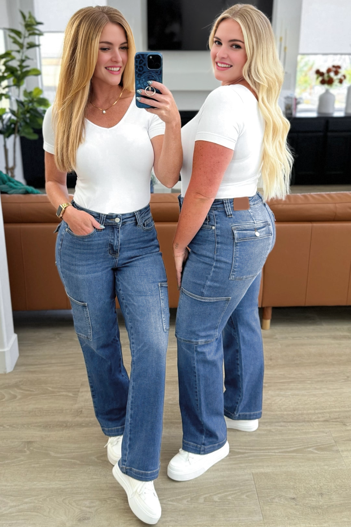 JUDY Tummy Control High Rise Cargo Wide Leg Jeans (Buy 2 Free Shipping)