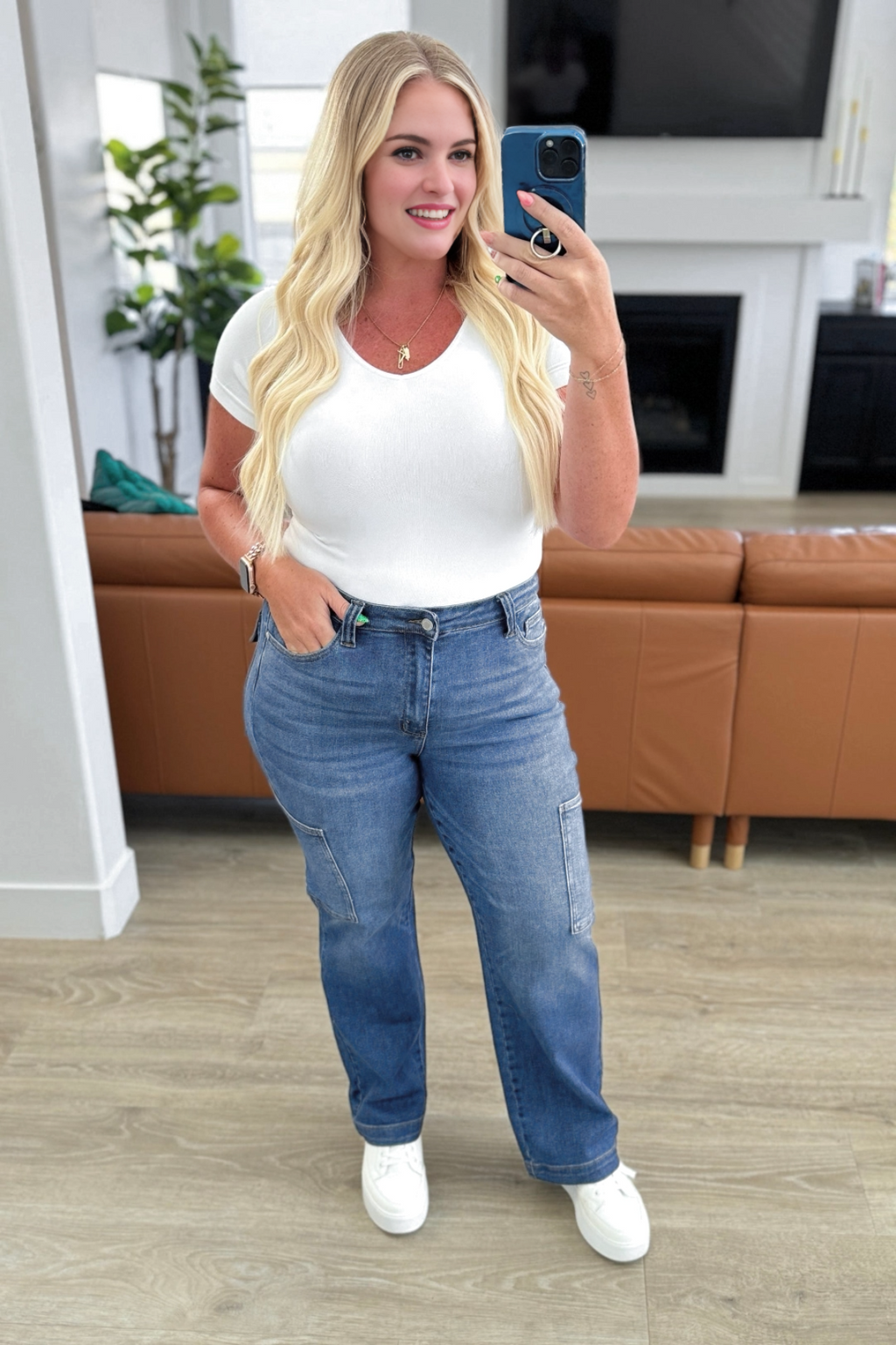 JUDY Tummy Control High Rise Cargo Wide Leg Jeans (Buy 2 Free Shipping)