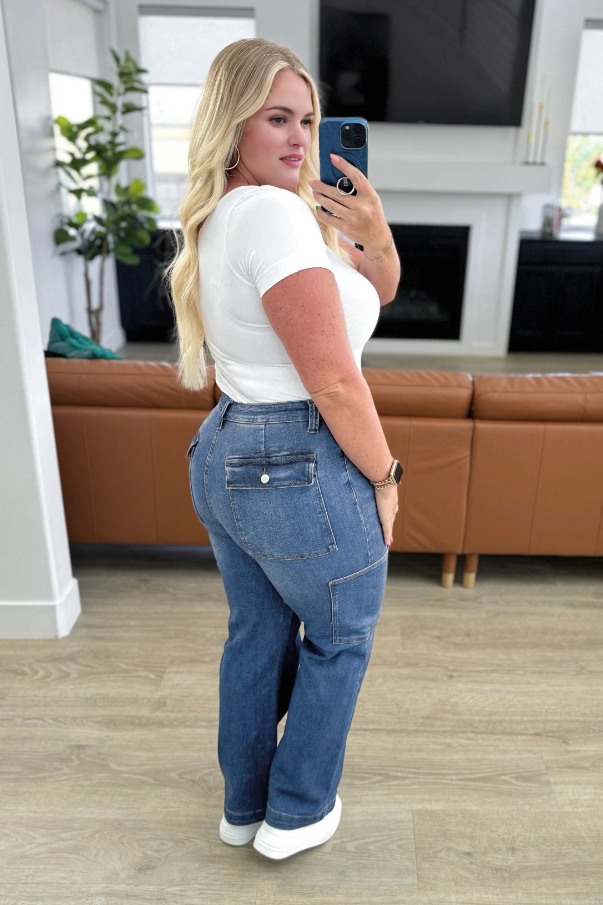JUDY Tummy Control High Rise Cargo Wide Leg Jeans (Buy 2 Free Shipping)
