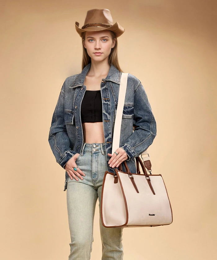 Montana West Vintage Classic Laptop Tote Bag