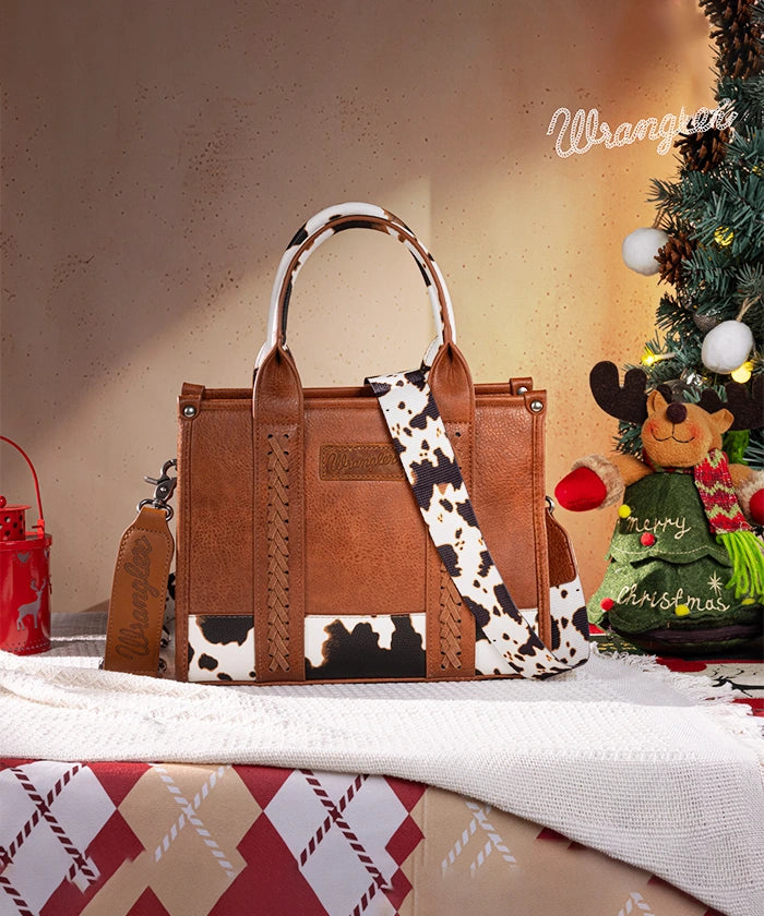 Wrangler Cow Print Crossbody Tote Bag