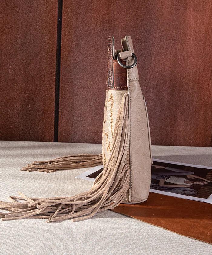 Wrangler Tooled Fringe Crossbody Bag