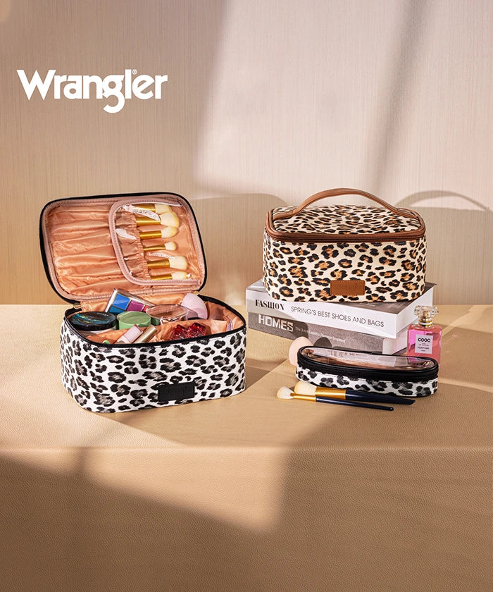Wrangler Leopard PU Makeup Bag