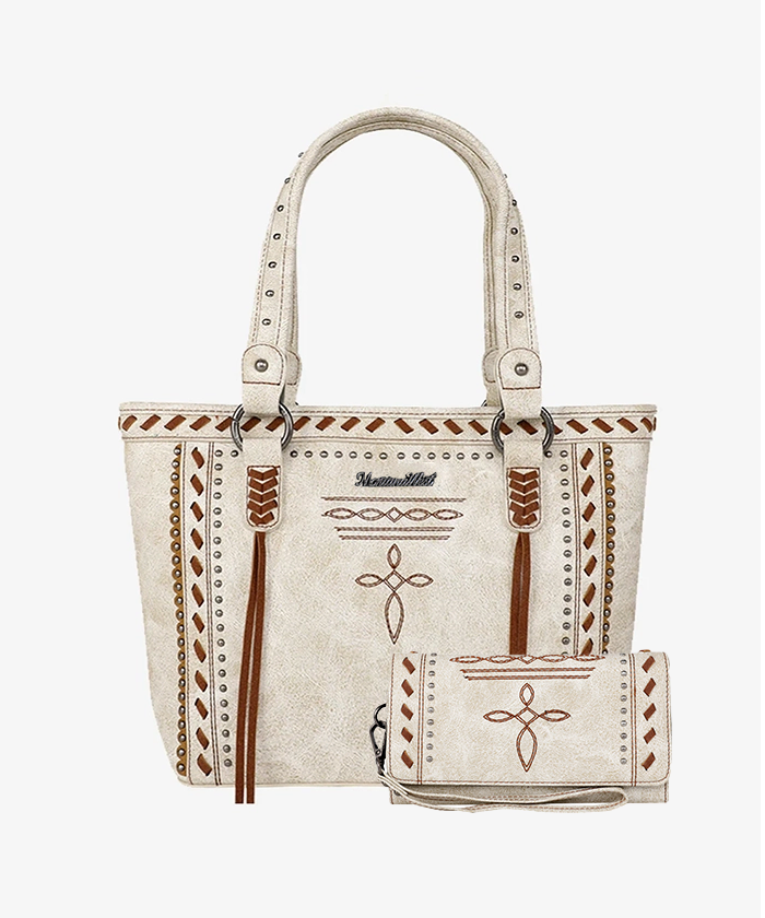Montana West Cross Stitch Concealed Carry Tote Bag Set