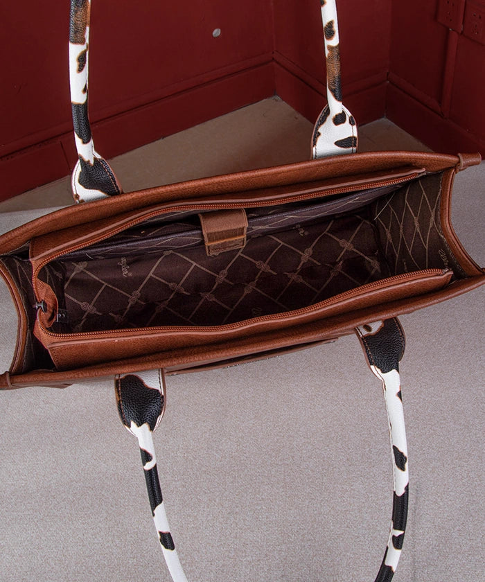 Wrangler Cow Print Crossbody Tote Bag