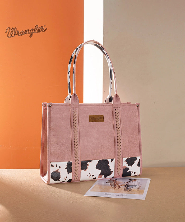 Wrangler Wide Cow Print Tote Bag