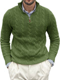 Men's Fashion Casual Stand Collar Twist Long Sleeve Zipper Sweater